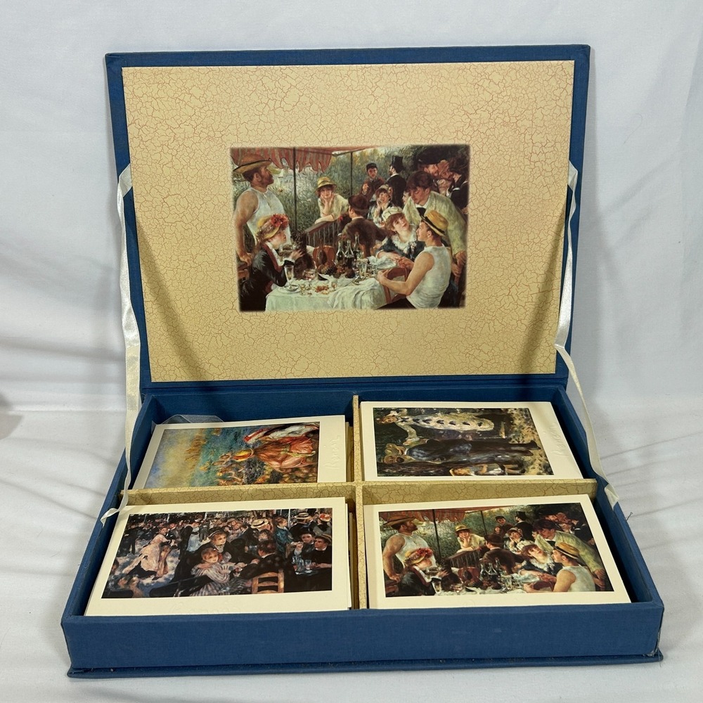 Vintage Pierre Auguste Renoir Embossed Note Card Chest Art Works 54 Cards Box